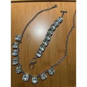 Chloe + Isabel‎ Retro Glam Square-Cut Crystal Bracelet And Necklace Set Silver